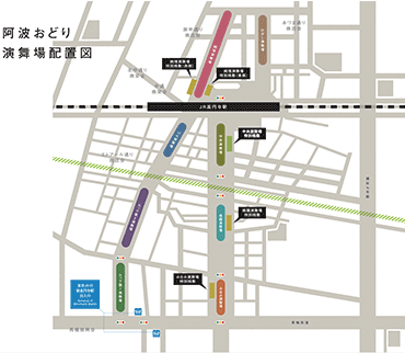 東京高円寺阿波おどり-演舞場配置図